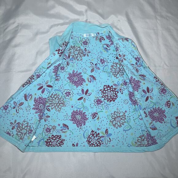 Fresh Produce Vest Womens XL Light Blue Corduroy Full Zip Floral Lined **READ** - Picture 2 of 11